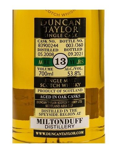 Scotch Whisky Single Cask 'Miltonduff' 13 Years 2008 (700 ml. astuccio in metallo) Duncan Taylor Duncan Taylor - 3