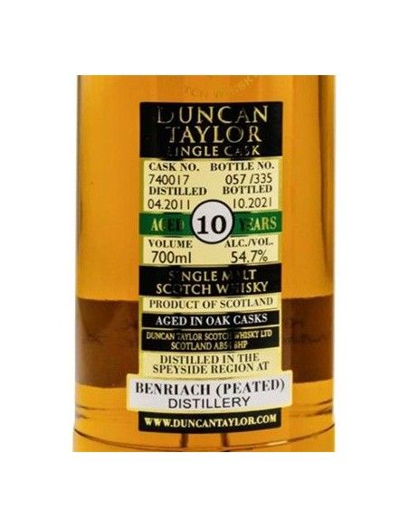 Scotch Whisky Single Cask Peated 'Benriach' 10 Years 2011 (700 ml. astuccio in metallo) Duncan Taylor Duncan Taylor - 3 Scotch Whisky Single Cask Peated 'Benriach' 10 Years 2011 (700 ml. astuccio in metallo) Duncan Taylor Duncan Taylor - 3