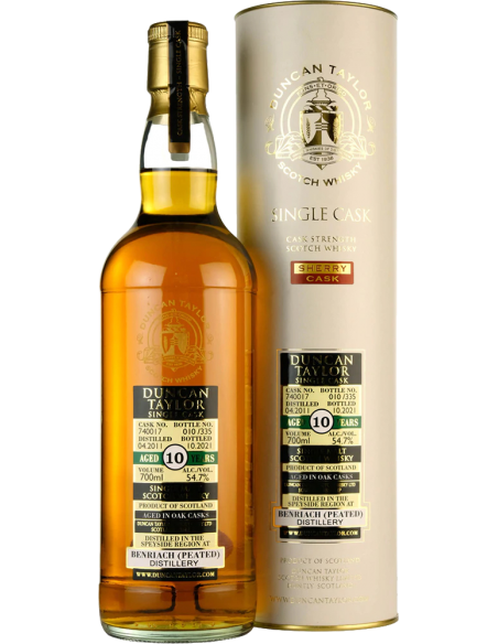 Scotch Whisky Single Cask Peated 'Benriach' 10 Years 2011 (700 ml. metal box) Duncan Taylor Duncan Taylor - 1 Scotch Whisky Single Cask Peated 'Benriach' 10 Years 2011 (700 ml. metal box) Duncan Taylor Duncan Taylor - 1