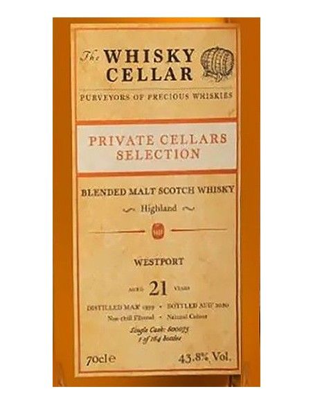 Blended Malt Scotch Whisky 'Westport' 21 Years 1999 (700 ml. boxed) The Whisky Cellar The Whisky Cellar - 3 Blended Malt Scotch Whisky 'Westport' 21 Years 1999 (700 ml. boxed) The Whisky Cellar The Whisky Cellar - 3