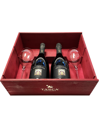 Sparkling Wines - Wooden Gift Box '2 Spumante Brut with 2 Glasses' (2x750 ml.) - Tasca d'Almerita - Tasca d'Almerita - 1