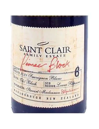 Marlborough GI Sauvignon Blanc 'Pioneer Block 6' 2021 (750 ml.) Saint Clair Saint Clair - 2