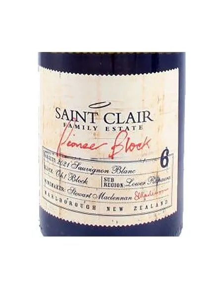 Marlborough GI Sauvignon Blanc 'Pioneer Block 6' 2021 (750 ml.) Saint Clair Saint Clair - 2