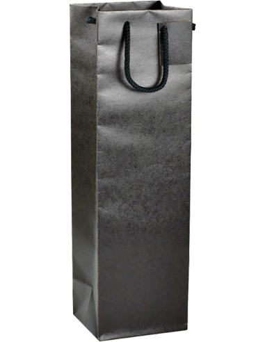 Sacchetto Regalo Porta Bottiglia in Carta Nero per 1 Bottiglia da 750 ml. Vino45 - 1