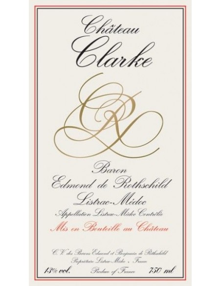 Listrac-Medoc Rouge AOC 'Chateau Clarke' 2015 (750 ml.) Baron Edmond de Rothschild Baron Edmond de Rothschild - 2