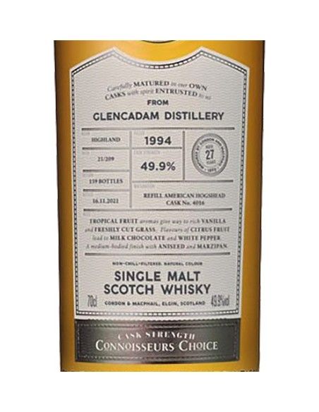 Single Malt Scotch Whisky 'Glencadam' 1994 Connoisseurs Choice 27 Ans (700 ml. avec etui) Gordon & Macphail Gordon & Macphail -  Single Malt Scotch Whisky 'Glencadam' 1994 Connoisseurs Choice 27 Ans (700 ml. avec etui) Gordon & Macphail Gordon & Macphail -