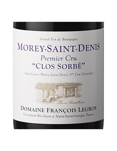 Morey Saint Denis AOS Premier Cru 'Clos Sorbe' 2017 (750 ml.) Domaine Francois Legros Domaine Francois Legros - 2