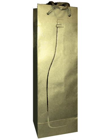 Sacchetto Regalo Luxury Porta Bottiglia in Carta Oro per 1 Bottiglia da 750 ml. Vino45 - 1