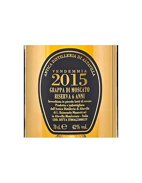 Grappa di Moscato Riserva 2015 (700 ml. astucciato) Antica Distilleria di Altavilla Antica Distilleria di Altavilla - 3 Grappa di Moscato Riserva 2015 (700 ml. astucciato) Antica Distilleria di Altavilla Antica Distilleria di Altavilla - 3