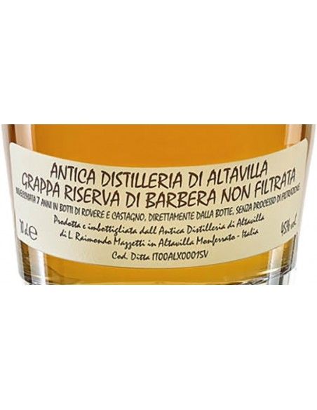 Grappa di Barbera Riserva Non Filtrata 7 Anni (700 ml. astuccio) Antica Distilleria di Altavilla Antica Distilleria di Altavilla
