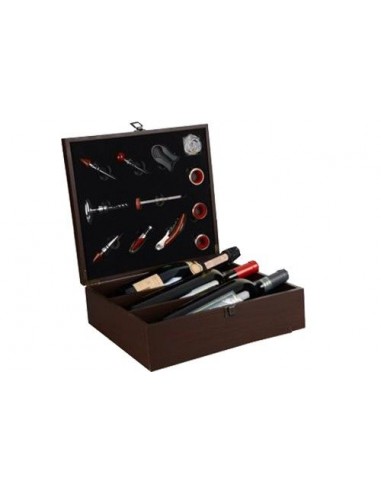 Cassetta in legno per 3 Bottiglie 12 Accessori per Degustazione con cerniere Cassetta in legno per 3 Bottiglie 12 Accessori per Degustazione con cerniere