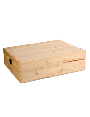 Cassetta in Legno Massello di Abete per 3 Bottiglie di Vino da 750 ml. Vino45 - 1