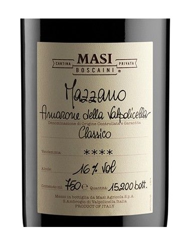 Vini Rossi - Amarone della Valpolicella Classico DOCG 'Mazzano' 2012 (750 ml.) - Masi - Masi - 2