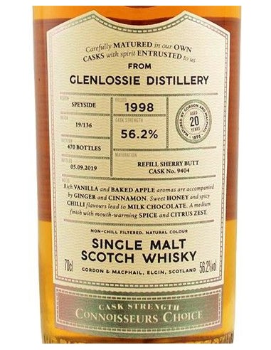 Whisky - Single Malt Scotch Whisky 'Glenlossie Connoisseurs Choice 1998' (700 ml. astuccio) - Gordon & Macphail - Gordon & Macph