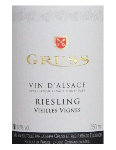 White Wines - Alsace Riesling 'Vieilles Vignes' 2020 (750 ml.) - Gruss - Gruss - 2