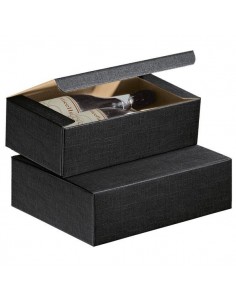 Gift Boxes - Black Horizontal Wine Box for 2 Bottles. - Vino45 - 1