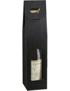 Scatola Porta Vino Verticale Nera con Manico per 1 Bottiglia Vino45 - 1
