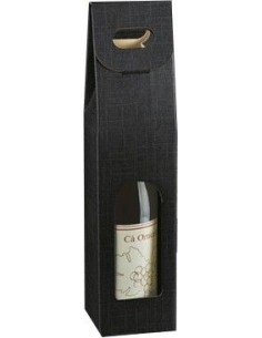 Gift Boxes - Vertical Black Wine Box with Handle for 1 Bottle - Vino45 - 1