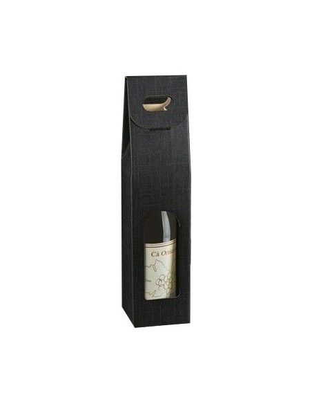 Schwarze vertikale Weinkiste mit Griff für 1 Flasche Vino45 - 1