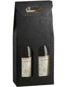 Scatola Porta Vino Verticale Nera con Manico per 2 Bottiglie Vino45 - 1