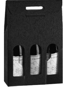 Vertical Black Wine Box with Handle for 3 Bottles Vino45 - 1